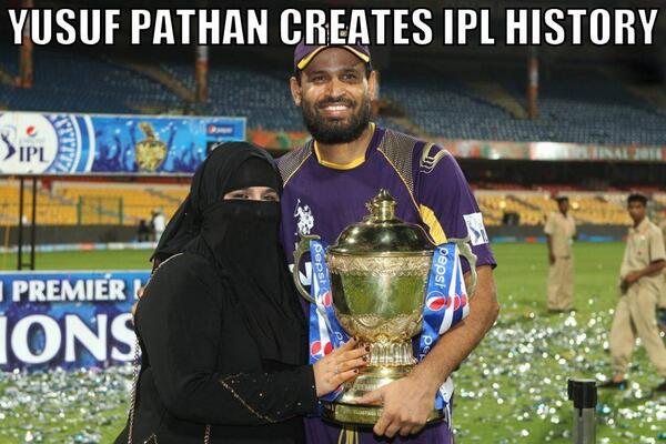 X E E H A N Proud To Be A Muslim Yousuf Pathan Poses With His Wife After Iplfinal14 Http T Co A1peo5qhcs