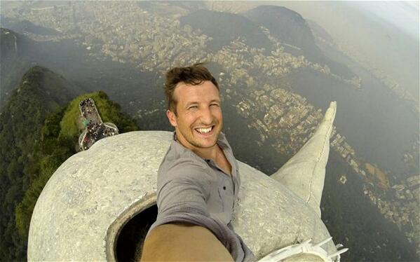 Telegraph's tweet image. Can you guess where this daring 124ft-high #selfie was taken? fw.to/UmQ3vSD (Pic: The Flash Pack/SWNS)