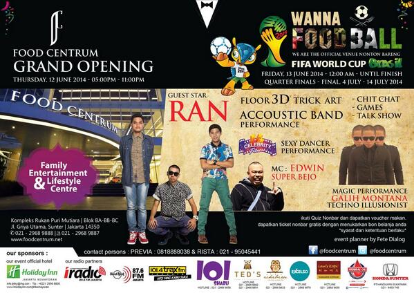 FoodCentrum's tweet photo. grand Opening Food Centrum 12 juni 2014 &amp; wanna food ball nonton bareng FIFA World Cup 2014 brasil #food #ball http://t.co/xuHqFvdkaP