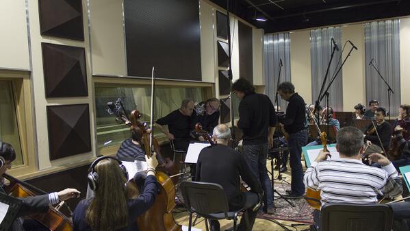 DoliMediaStudio's tweet photo. Paul van Brugge and Erik de Reus recording the music for a theater performance based on the life of Anne Frank. http://t.co/7NWltGtSoq