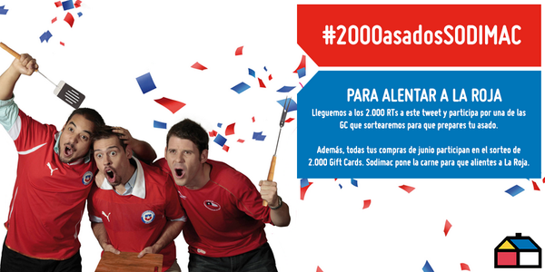 homecenter_cl's tweet photo. ¡Lleguemos a los #2000asadosSODIMAC con 2.000 RTs! Participa por una de las GC y llena tu parrilla ;) http://t.co/8C4vcDnVMP