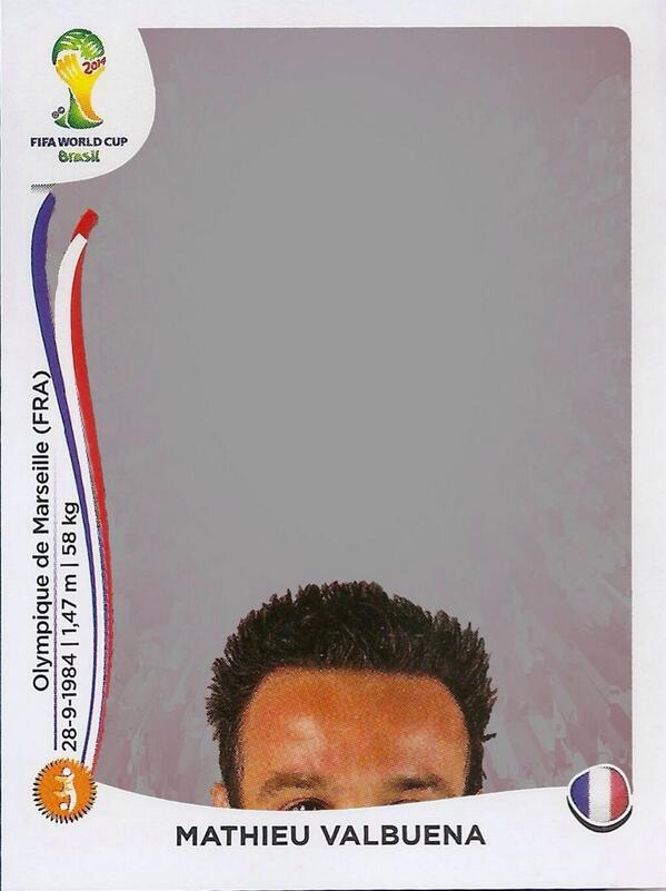 NOT_MOTD's tweet photo. Mathieu Valbuena's official World Cup sticker. http://t.co/sw0V86wj0Z