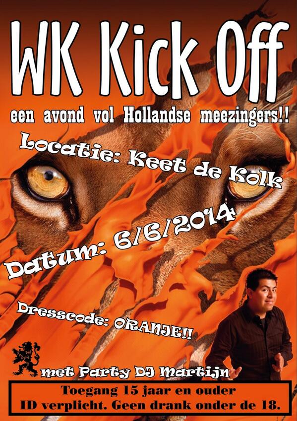 keetdekolk's tweet photo. Aanstaande vrijdag de WK kick off! Met een kleine wijziging aan de dresscode! Oranje moet KNALORANJE zijn!! RT!! http://t.co/vgNd6isGSh