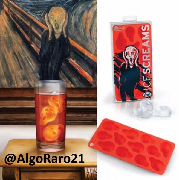 AlgoRaro21's tweet photo. Hielo en forma de la pintura del grito. $60 http://t.co/zb49x8oXc3