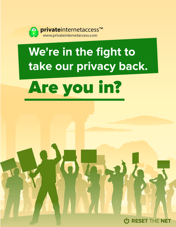 buyvpnservice's tweet photo. We can't stop targeted attacks, but we can stop mass #surveillance. Join us June 5th to #ResetTheNet! @fightfortheftr http://t.co/zulCosTf2M