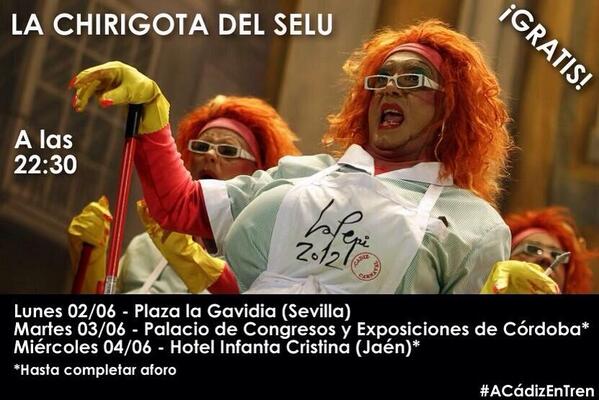 Hoy en #Sevilla con <a href="/elseludecadi/">El Selu</a> y MAÑANA 3 de Junio a las 22,30h en #cordobaesp en #PalacioCongresos