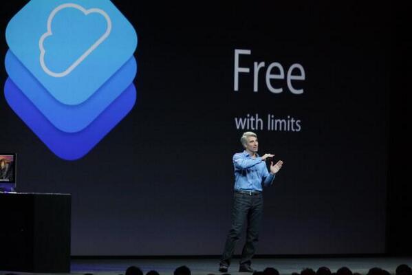 Most impressive thing about today's WWDC: Federighi stands in front of sign "FREE with limits" and no one bats an eye