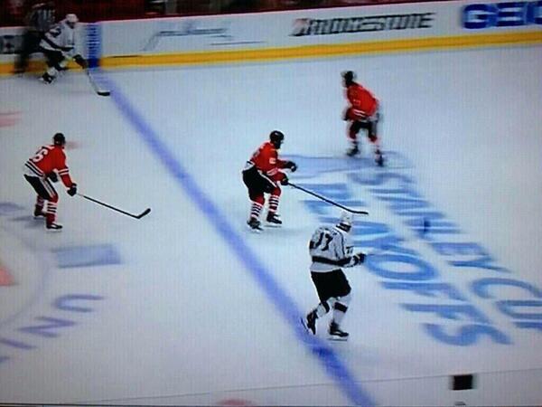 ItsCanadasGame's tweet photo. Chicago fans are not going to be happy about this. Carter's goal in game 7 was clearly offside. #HistoryWillBeMade http://t.co/PZLEr44JEZ