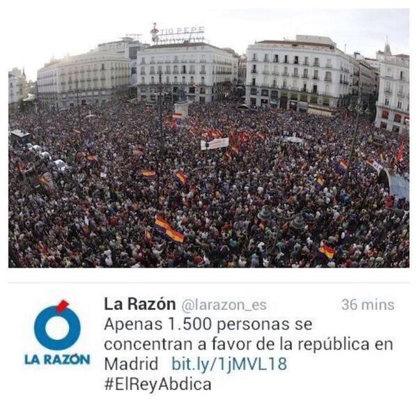 carlosgomezgil's tweet photo. Retorcer la realidad impúdicamente como hace La Razón demuestra que tienen tanto MIEDO como DESPRECIO por la sociedad http://t.co/77J6ix6lKF