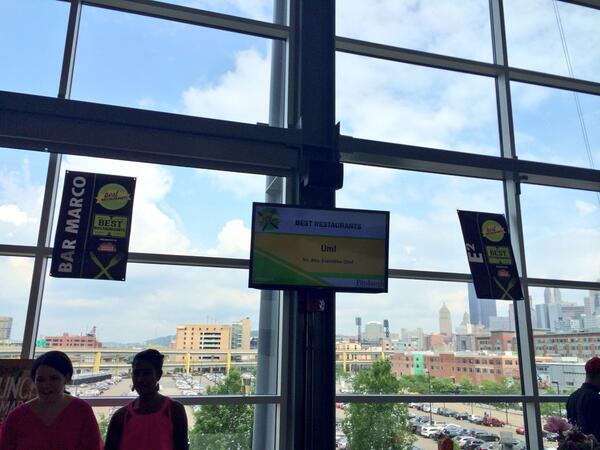 BarMarcoPGH's tweet photo. Just outside of section 211 @PittsburghMag #restaurantsparty, two peas in a pod @jamilkabm @e2pgh. #soup http://t.co/w3CAWx0g6D