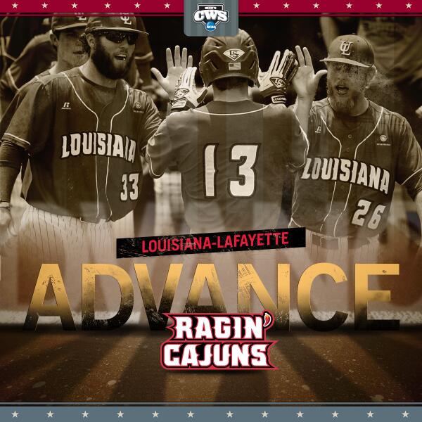 NCAABaseball's tweet photo. SUPER CAJUN! 
@CajunsBaseball will host a Super Regional with a 5-3 win over Mississippi St. #RoadToOmaha http://t.co/tgTM29xaVF