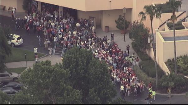 disneyconnects's tweet photo. Currently at Downtown Disney MT "@WFTV: Disney workers rally and march to push for more benefits http://t.co/Qx1RKEN929”