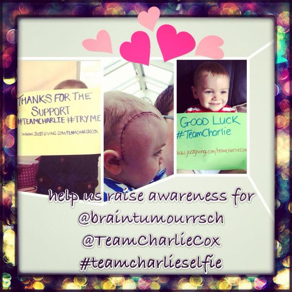 Toni_Darci's tweet photo. PLS RT 2 help us raise awareness for @braintumourrsch @TeamCharlieCox #teamcharlieselfie @aliciakeys http://t.co/Xxzs7TWoGu