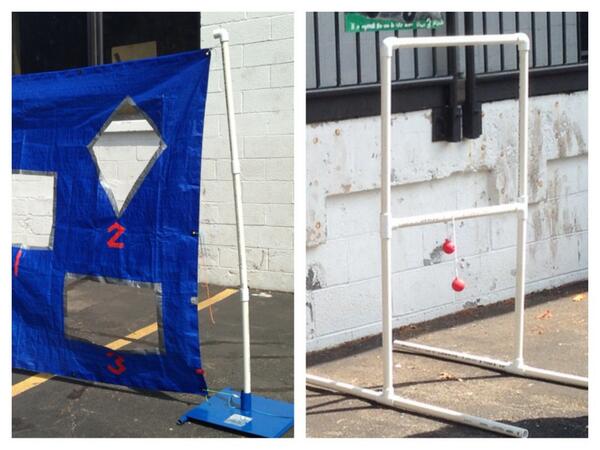 PVC pipes repurposed once again! Frisbee toss &amp; Ladderball. Any other ideas #physed? #pegeeks?