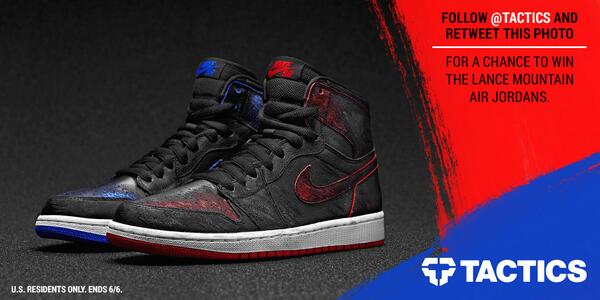 tactics's tweet photo. We're making it easy for you to win a pair of the Lance Mountain Nike SB x Air Jordans. Follow and RT to enter. http://t.co/e19JTEiBtx