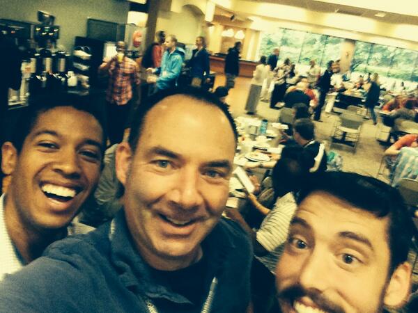 fywus's tweet photo. Breakfast selfies today at John Brown University with team Biola @ChrisJohnson_ &amp; Miles #naccap2014 http://t.co/BrKxAQD16h