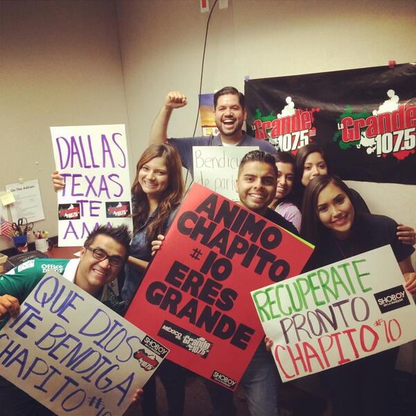 edgarisotelo's tweet photo. Bendiciones y #AnimoChapito departe de toda la #GranFamilia en Dallas-FortWorth! @Chapomontes10 @LaGrande1075 http://t.co/9xVnCd5tVG