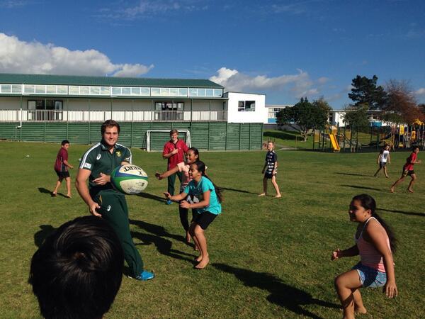 @JuniorBoks gave some quality time today to kids at Beach Haven Primary school as part of #JWC2014 legacy Programme.