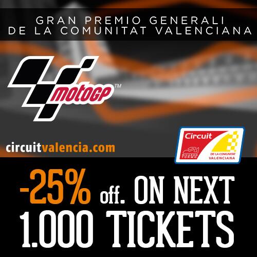 CircuitValencia's tweet image. Next 1.000 tickets for #MotoGPValencia have 25% discount 
circuitvalencia.com/entradas_gran_… 
Hurry up!