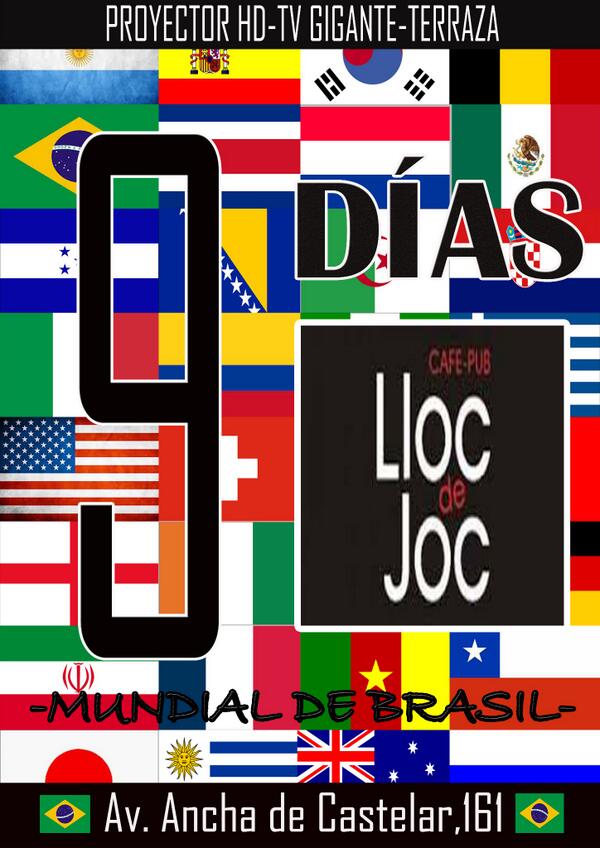 En 9 días comienza el Mundial de Brasil! ven a verlo a <a href="/LlocdeJoc/">LLoc de Joc</a>! #proyectorHD #TVgigante