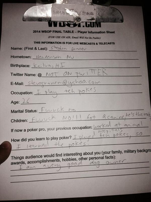 tomicars1's tweet photo. Steve's final table information sheet! http://t.co/CRzvH2g2vY