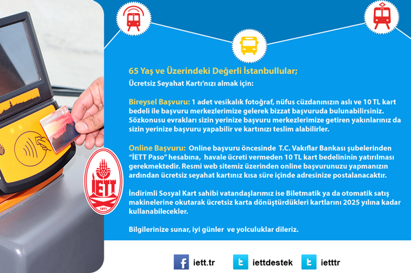 65 Yaş ve Üzeri Ücretsiz Taşıma Kartı almak isteyen değerli hemşerilerimiz bireysel veya online başvuru yapabilirler.