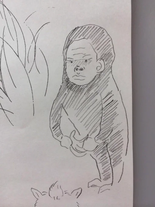 見ないで描くシリーズ  ユニコが描いたゴリラ  これ全身タイツ着たただのおじさんにしか見えない! 