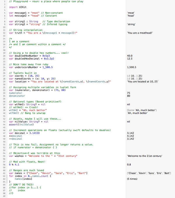 voidedpigeon's tweet image. Here are the first of a few take aways from skimming the Swift docs #swift