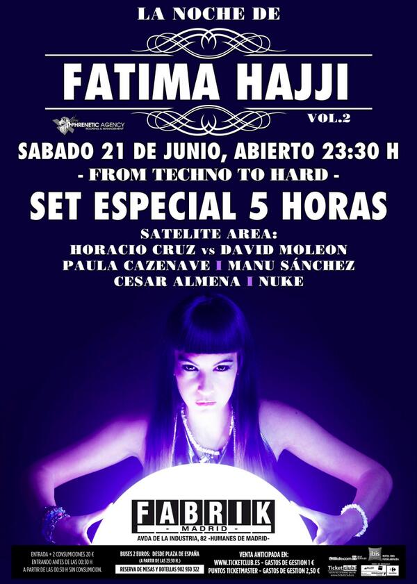 fatimahajji's tweet image. Que ganas tengo de que sea 21 de Junio!!! :-) @fabrikdiscoteca La Noche de Fatima Vol 2 -5 horas- From Techno to Hard