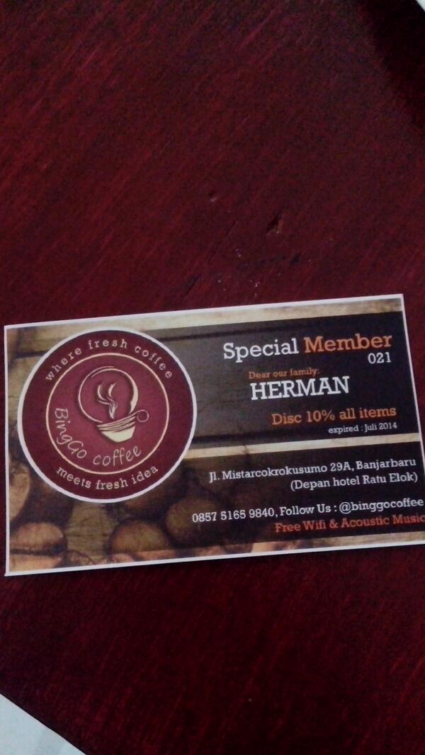 binggocoffee's tweet photo. @herman_junkiis kartu member pian sudah jua man :D http://t.co/m4OzTEESCi