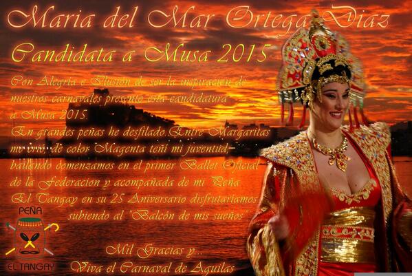 eolonix's tweet photo. Maria del Mar Ortega Diaz candidata a musa de los carnavales de Águilas 2015 por la peña El Tangay http://t.co/QVH4E4j6cK