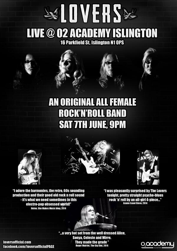 theloversmusic's tweet image. This Saturday we play at 02!!!!! #indie #music #02Academy #girlband #rocknroll #event #london #night #live