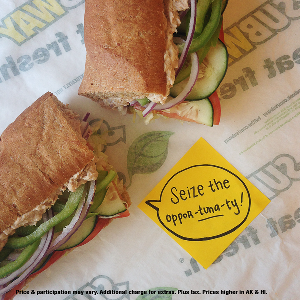 SUBWAY's tweet photo. Celebrate all month long with the $6 Tuna FOOTLONG, 1 of @Pele’s favorite subs. #StuffSubsSay http://t.co/iuNOG6N2lM