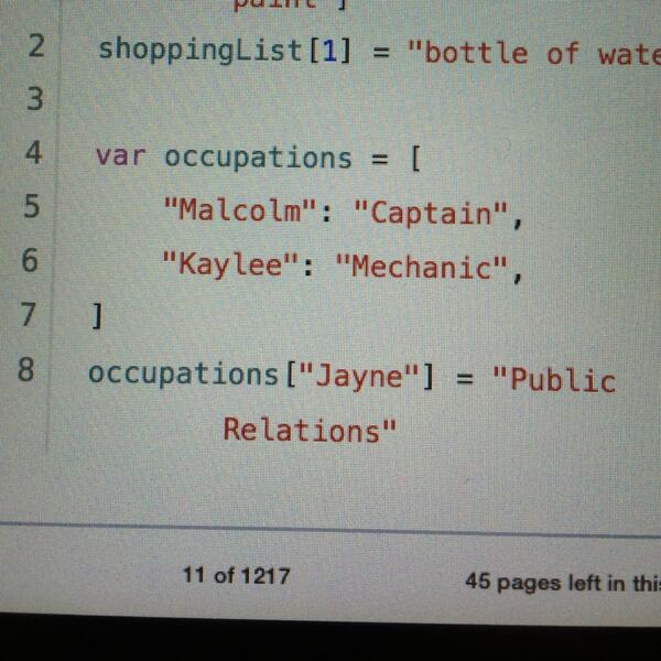 FlannelChef's tweet image. @NathanFillion Looks like someone at Apple loves Firefly. #swiftprogramminglanguage