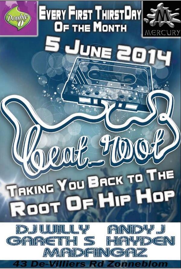 TheWarr's tweet photo. The launch of @Beat_RootsZA event is this Thursday at Mercury Lounge with some of the best #hiphop djs in CT. http://t.co/UVMrxsnIFz