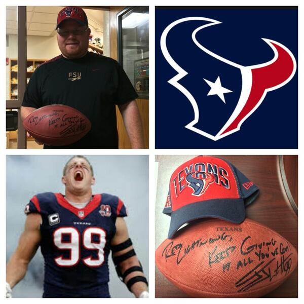 daonlyBigRed's tweet photo. Thanks @JJWatt for the signed football and hat! Much respect my man! Good luck this season! #teamswatt http://t.co/15ns2Ms4TO