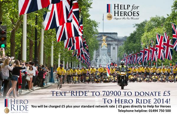 Louise_Assinder's tweet photo. Text 'Ride' to 70900 to donate £5 to this year's @hero_ride http://t.co/GOIvxp4TVJ