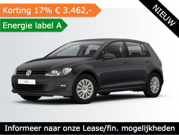 3 weken levertijd voor een nw VW Golf 1.2 TSI 5drs met 17% korting! Kijk voor meer info op autozaak.nl