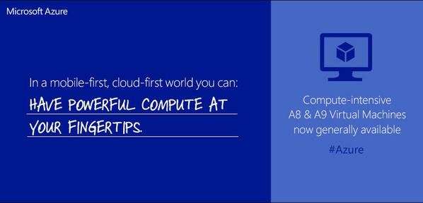 Azure_France's tweet image. Compute-intensive A8 &amp;amp; A9 VMs now generally available! #Azure #msTechEd msft.it/6011iwsR