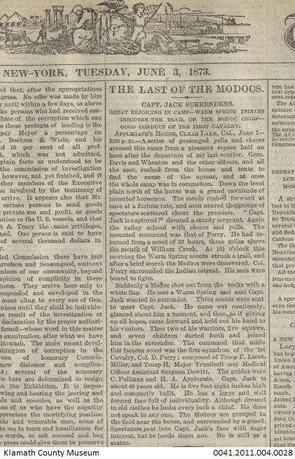 KlamathCoMuseum's tweet image. "Captain Jack is captured!" shouted a sturdy sergeant.
Breaking news in 1873 #ModocWar #todayinhistory @LavaBedsNPS