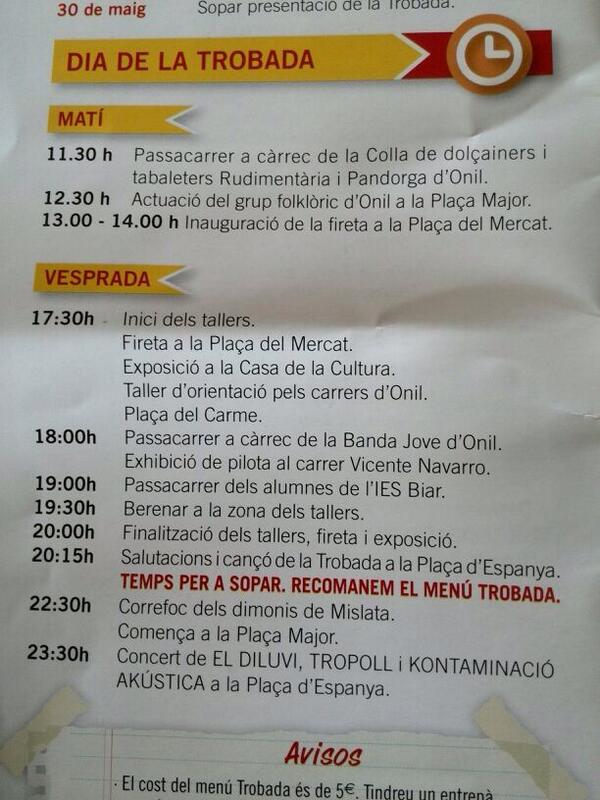 Este disabte dia 7 trobada de escoles valençianes a onil