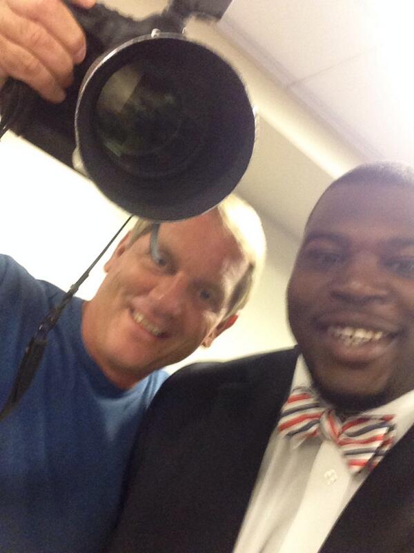 KU_Football's tweet photo. “Picture day selfie with the best photographer in the land @jeffjacobsen1  #cooljeff #rockchalk http://t.co/B7xCJve2TV”