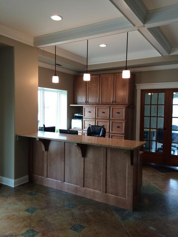 WeDoKitchensPA's tweet photo. Our reception desk! #WellbornCabinets #WeDoKitchens #Waynesboro #PA #Hagerstown #MD #HardwareResources http://t.co/vMlU20wsQi