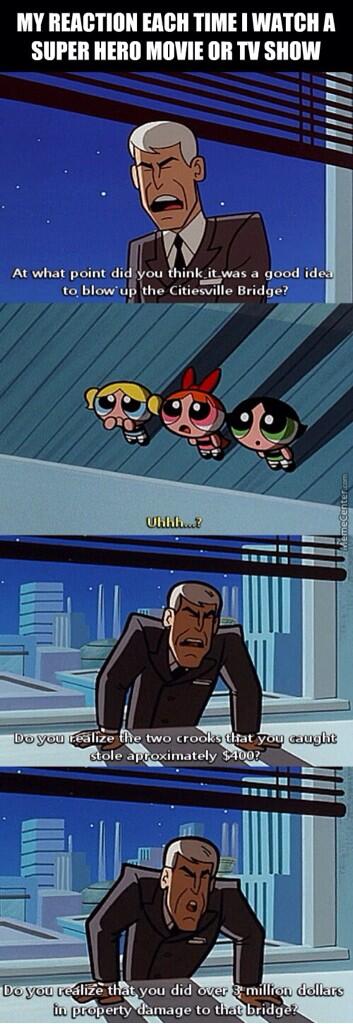 SuperHumor_'s tweet image. Superheroes have no concept when it comes to destroying towns