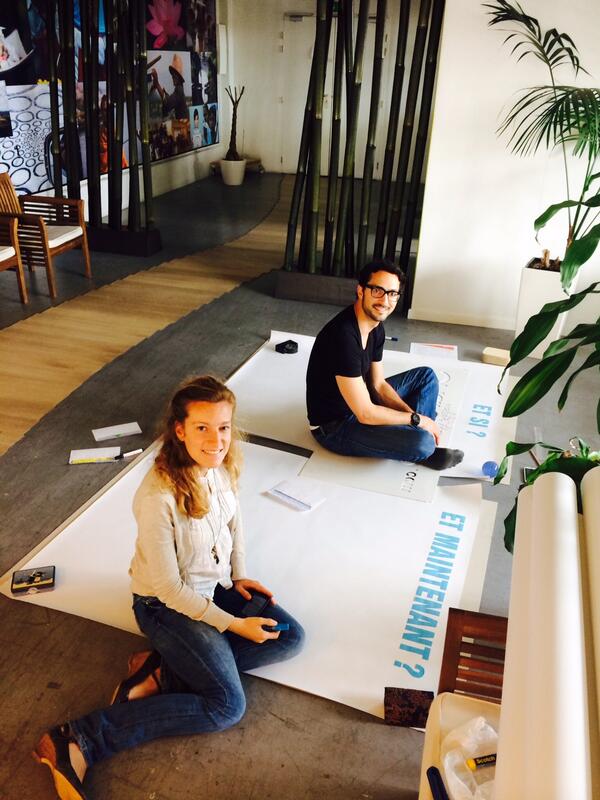 en plein préparatifs des CoLabs pour le #FCE2014, on est à fond avec @thibaultmerz et @annasalaun, #creativité