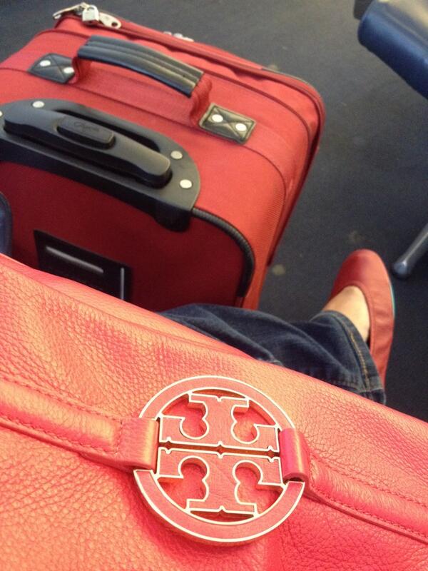 I'm sure I look ridiculous with all of my #red! Lol #redTieks #RedLuggage and #RedToryBurch #Redismyfav