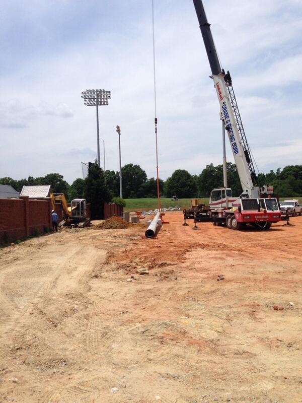 The lights going up today on the new practice facility. A great day for UNCG Soccer and our student athletes.