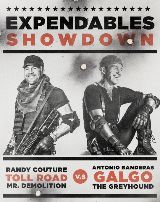 Lionsgate's tweet photo. Vote NOW in ROUND 1 of the ULTIMATE Expendables bracket! RT w/ #TeamCouture or #TeamBanderas! http://t.co/SzBEz2nYXP http://t.co/DkDUBzXL8g