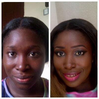 makeupbymiebi's tweet photo. Before and After .A well defined brow,eyeshadow ,mascara to add volume and length,lipstick and powder . Voila !!! http://t.co/Dln9Crtd5r