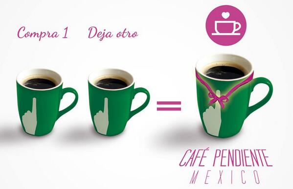 trendwatchingSA's tweet image. Vai ao café? Então deixe 1 pago para quem precisa, sugere o Cafe Pendiente cafependiente.org.mx #EMBEDDEDGENEROSITY
